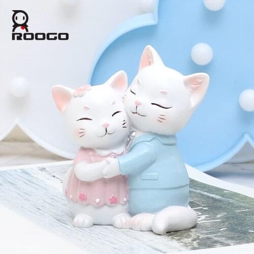 Roogo Home Decoration Accessories For Living Room Bedroom The Sweet Family Rabbit And Cat Presents Modern Desktop Ornamental