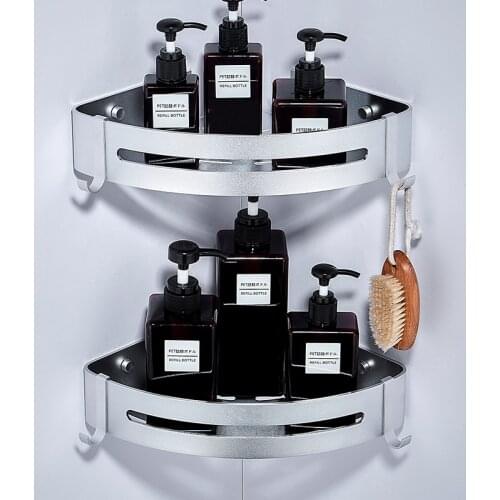 Space Aluminum Bathroom Shelves Kitchen Wall Shelf Shower Storage Rack Bathroom Accessories
