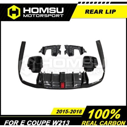 B-BS Style PP Rear Bumper Diffuser Lip with Exhaust Tips Diffuser for MB E Class W213 2015-2018 E200 E260 E300 E320