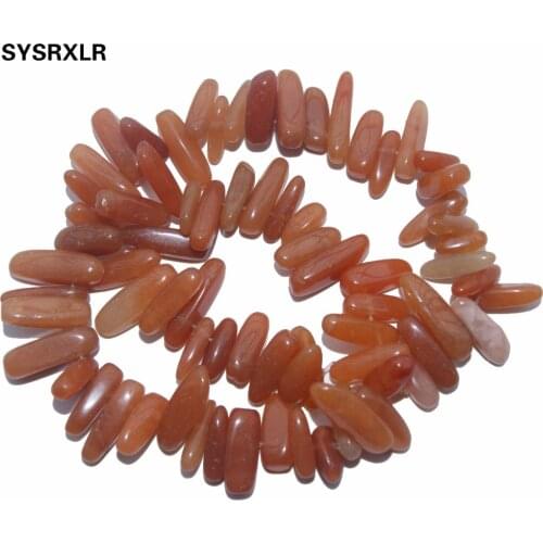 Free Shipping 12-18 MM Stick Shape Natural Red Aventurine Stone Beads For DIY Jewelry Making Necklace Bracelet Material Strand