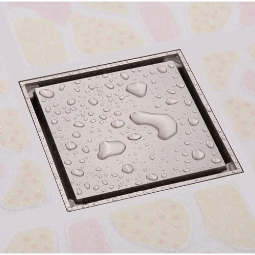 Free shipping Brushed Nickel solid brass 120 x 120mm square anti-odor floor drain bathroom invisible shower drainer--5214