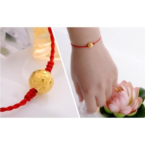 August Authentic 999 24k Yellow Gold Coin Ball Bracelet 0.96g