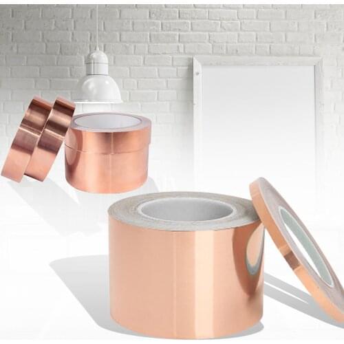 Double-side Copper Foil Tape Radiation Protection Good Conductivity Heat Resistance 20m Self Adhesive Seal Tape for Guitar