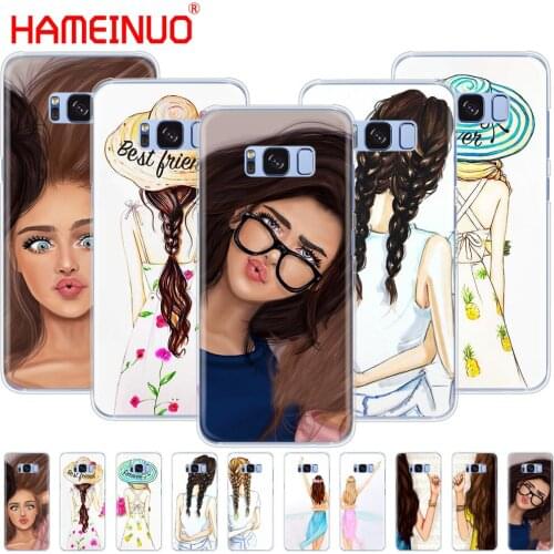 HAMEINUO Girls Brunette Blonde Best Friends cell phone case cover for Samsung Galaxy S9 S7 edge PLUS S8 S6 S5 S4 S3 MINI