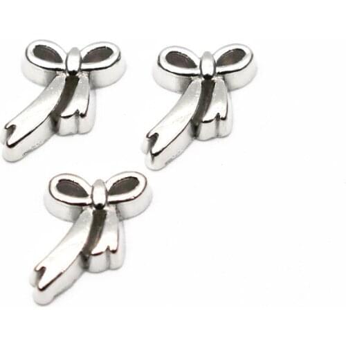 Hot selling 10pcs/lot bowknot Floating charms Alloy Charms Living glass Memory Lockets DIY woman Jewelry