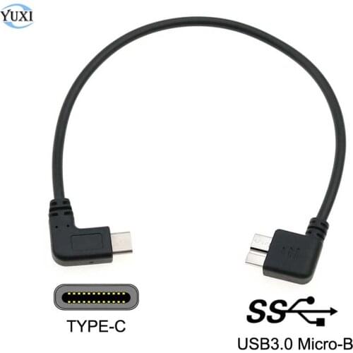 YuXi USB 3.1 Type-C to USB 3.0 Micro B Data Cable 90 degrees Connector For Hard Drive Smartphone Cell Phone PC OTG