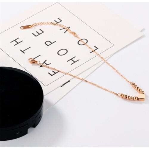 Hot Sale Stainless Steel Rose Gold Color Love Heart Shape Barefoot Bracelet Ankles for Women On Leg Summer Beach Anklets Jewelry