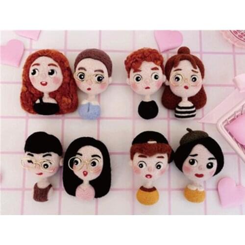 Cute doll avatar wool needlepoint kit wool felt needle felting brooch craft needlecraft DIY handmade