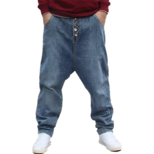 Men Baggy Jeans harem pants Hip Hop Loose Harlan Jeans Street Denim Trousers Fashions Joggers Mens Mens Bottoms distressed