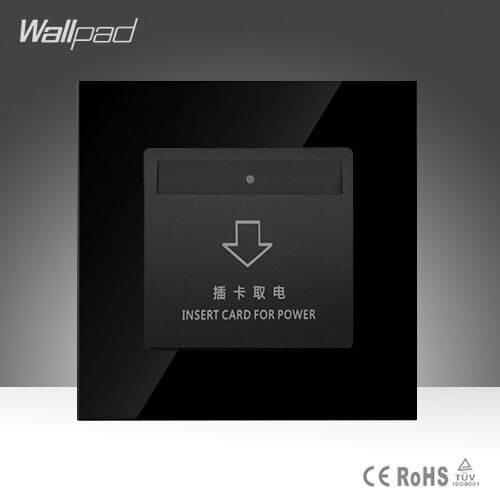 Wallpad Hotel Inserd Card Switch Luxury Black Crystal Glass 40A High Frequency Sensor Card Wall Switch ,Free Shipping