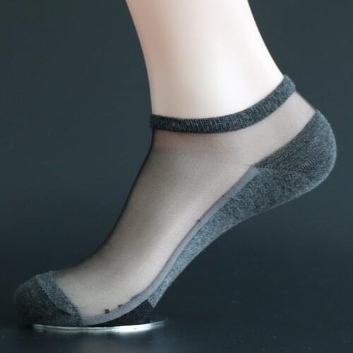 5 Pack Summer Mens Cotton Bottom Ultra-thin Ice Silk Breathable Deodorant Business Socks Teen Short Tube Low Cut Insible Meias