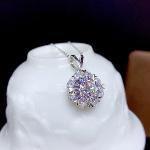 2020 newest style pouring moissanite necklace for women silver necklace REAL 925 silver GRA certificate birthday gift