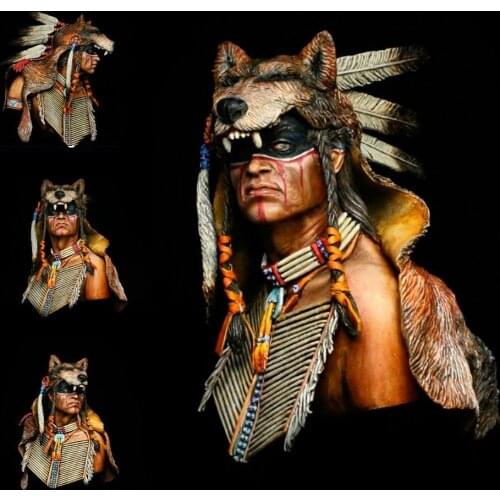 New Unassembled 1/9 Warrior Wolf ancient Cheyenne bust Resin Figure Unpainted Model Kit