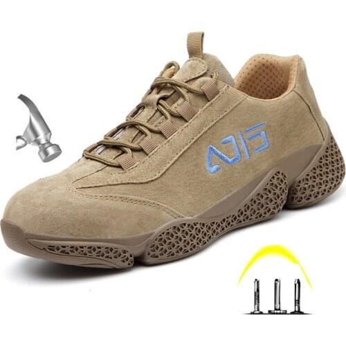 2020 New Fashion Mens Outdoor Suede Leather Steel Toe Anti Smashing Protective Work Shoes Men Puncture Proof Safety Boots Shoes