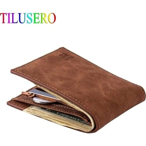 2020 New Fashion PU Leather Mens Wallet With Coin Bag Zipper Small Money Purses Dollar Slim Purse New Design Money Wallet
