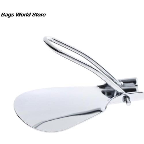 Fashion New Shoe Horns Metal Folding Shoehorn Durable With Stainless Steel Faux Leather Portable hot