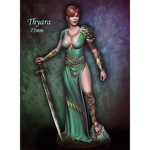 New Unassembled 1/24 75mm THYARA woman soldier with sword 75mm Resin Kit DIY Toys Unpainted resin model