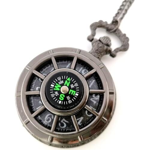 New Arrival 50pcs/lot Compass Quartz Pocket Watch Hollowed Vinatge Men Women Pocket Watch Gift Watch Wholesale