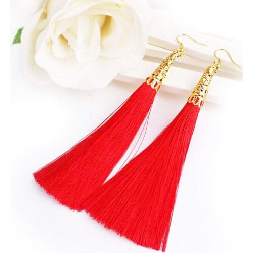 New Fashion Long Tassel Earrings Women Jewelry Bohemian Bride Earrings Geometric Hollow Drop Earring Wholesale