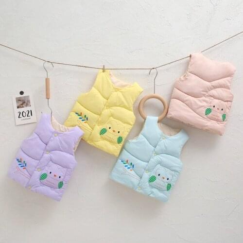 Girls New Winter Boys Infants Cotton Cute Cartoon Owl Branch Stitching Vest