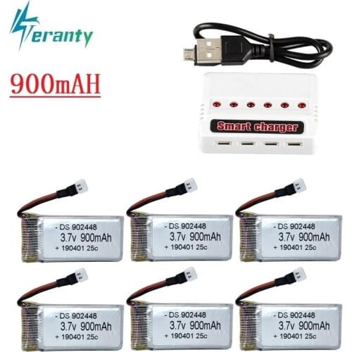 Upgrade 900mah 3.7v Lipo Battery + 6pcs Charger For Syma X5c X5 X5sw Mjx X708W XS801 XS801C Rc Quadcopter Spare Parts Battery