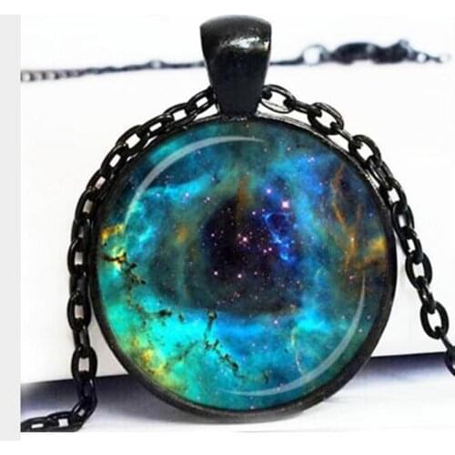 Wholesale ROSETTE NEBULA NECKLACE Navy Blue Teal Astronomy Pendant Science Jewelry Nebula Pendant Sci Fi Trekkie A-118 HZ1