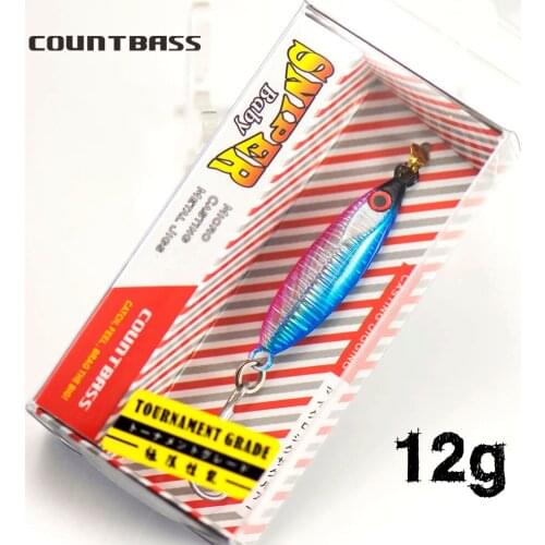 12g Countbass Casting Jigs with Treble Hook, Shore Micro Jigging Fishing Lure Bait, Metal Lead Jigs, Sea Bass Game