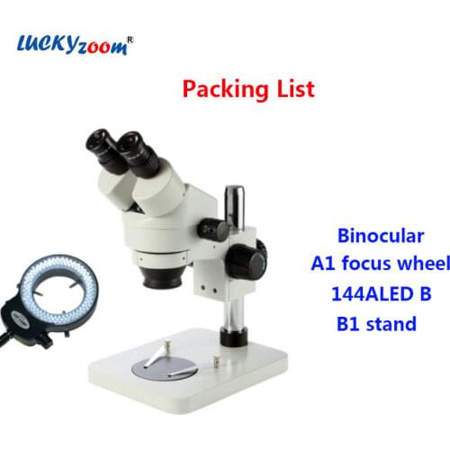Professional 7X-45X Table Pillar Stand Binocular Stereo Zoom Microscope Inspection PCB Microscopio 144 Led Ring Light