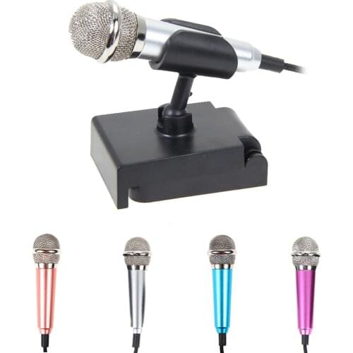 3.5mm Audio plug Wired Mini Microphone Portable Stereo Condenser With Mic Stand for Chatting/Singing/Karaoke/PC/ IPhone/Samsung