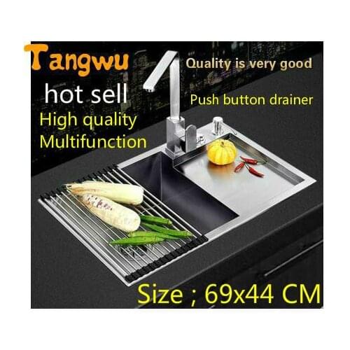 Tangwu Nice hand sink single groove vegetable washing basin stainless steel kitchen package thickening Basin 69x44 cm