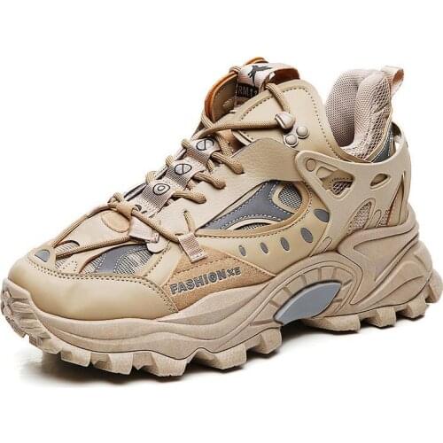 Plus Size Platform Massive Sneakers Man Sport Shoes Running Tennis Shoes Mens Sports Brown Beige Male Tennis Original GMB-1430