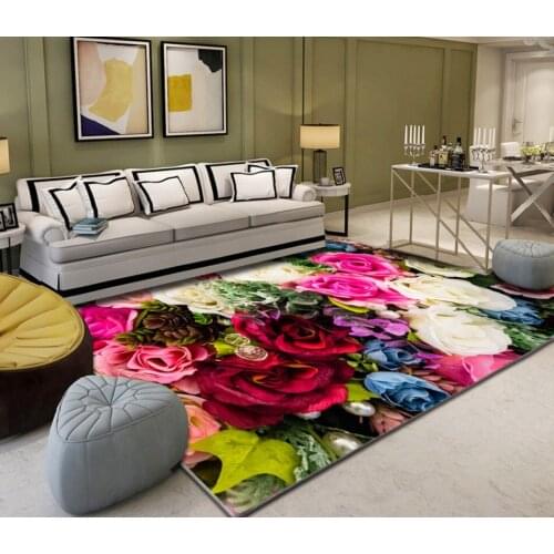 Self-adhesive Wall Paper 3D Floor Decoration Painting Stylish rose flower living room bedroom bedside floor