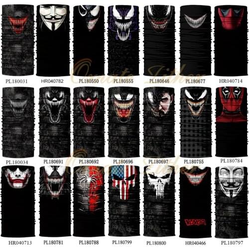 Venom Buff Bandana Scarf Braga Cuello Mask Mascarillas Punisher Face Shield Bufanda Hombre Windproof Ski Balaclava Vendetta Tube