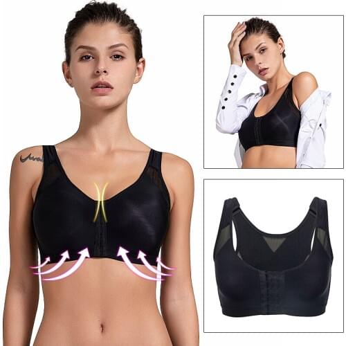 Sports Bra for Women Workout Gym Activewear Black Bras Shapewear Seamless Push Up Brassiere Humpback Corrector Shaper