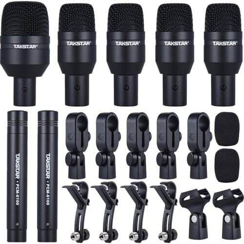 TAKSTAR DMS-D7 Professional Musical Instruments Drum Set Wired Microphone Mic Kit with Standard Mounting Part aluminum suitcase