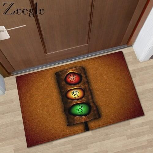 Zeegle Funny Printed Doormat Anti-slip Creative Floor Mat Bedroom Comfortable Rug Entrance Welcome Mat Water Absorbent Door Mat