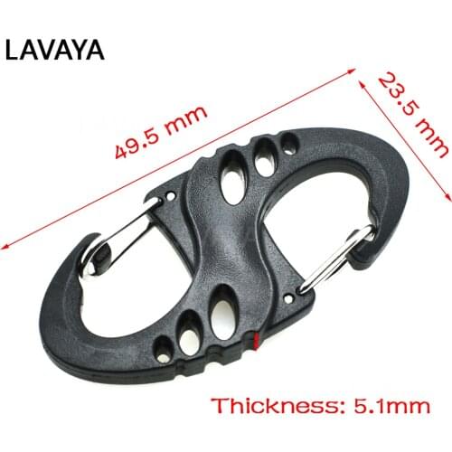 5pcs Plastic S Hook Carabiner Clips For Paracord Survival Bracelet/Keychain Black