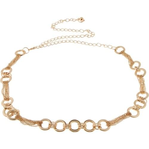 Womens Polished O-Ring Decorated Links Metal Chain Waistband Fashion Belt
