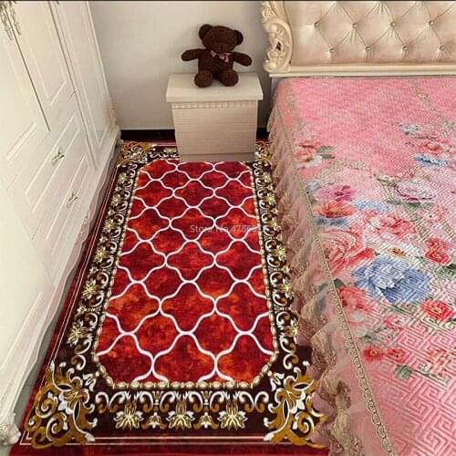 Golden Diamond Velvet Bedside Carpet Floor Mat Living Room Blanket Coffee Table Blanket Bay Window Mat Can Be Customized