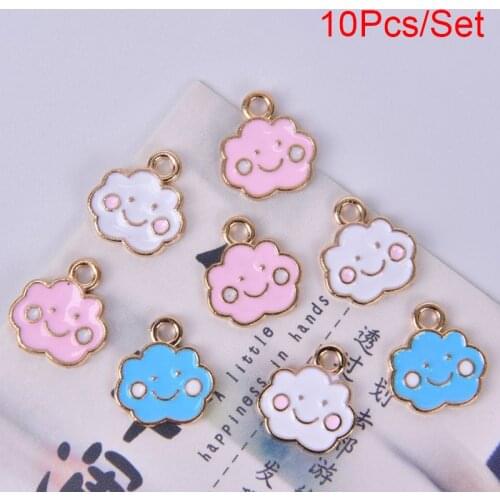 10pcs/Set Enamel Smile Face Cloud Charms Trinket Metal Cloud Pendants Alloy Dangle For Earrings Jewelry Making DIY