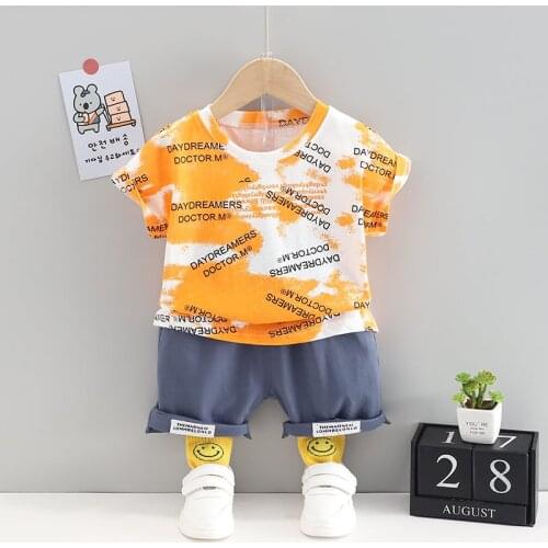 Baby New Summer Cartoon Clothing Children Boy Girls Letters T Shirt Shorts 2Pcs/sets Kids Infant Clothes Toddler Cacual Suit Set