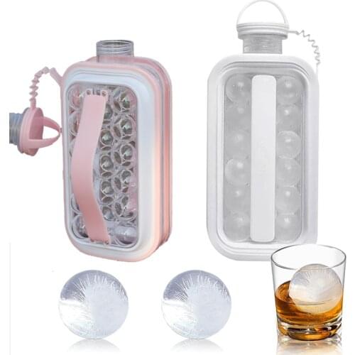 2 In 1 Portable Ice Ball Maker Ice Ball Making Mould Ice Bottle Ice Cube Bag DIY Ice Hockey Kettle For Bar Kitchen Outdoor Tool