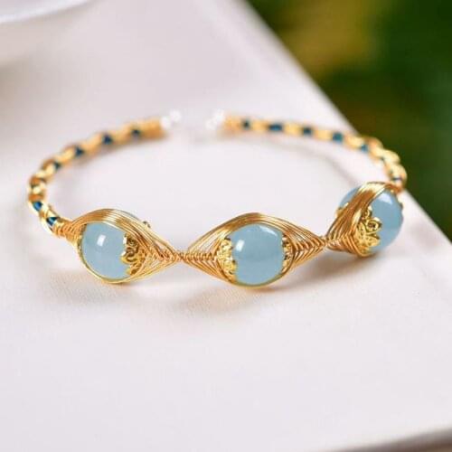 201Original Design Aquamarine Beaded Bracelet for Women Bracelets Bangles Charms Elegant Gifts Wrist Jewelry
