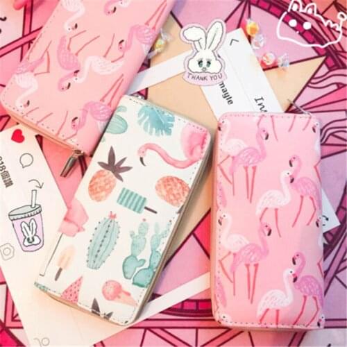 2019 Fashion Women Long Lady Leather Wallet Flamingo PU Card Holder Purse Handbag Envelope Bag