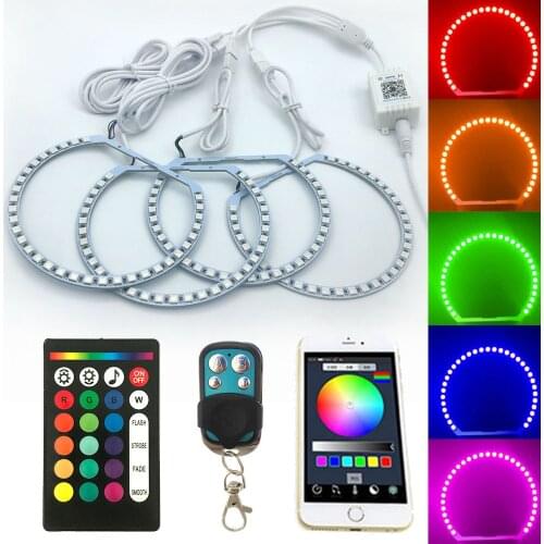 4pcs 131 LED Angel Eyes 5050 RGB APP RF Colorful Multicolor Semicircle LED Light For BMW E36 E46 E39 E38