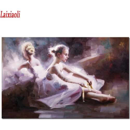 5D Full Square round DIY Diamond Painting Ballet Dance Portrait 3d Embroidery beads Cross Stitch Mosaic Modern Ballerina Beauty