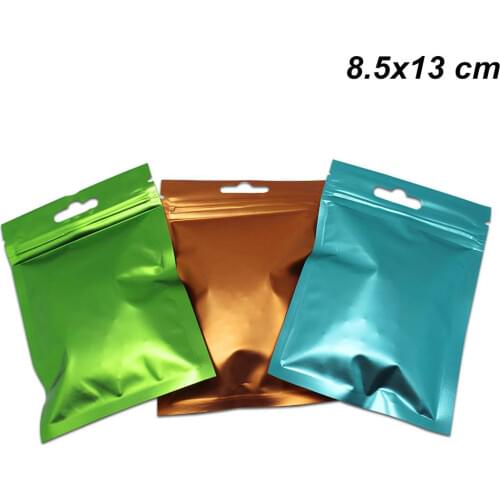 8.5x13 cm Zipper Aluminum Foil Front Clear Food Long Term Storage Bag Hang Hole Mylar Foil for Zip Bags Recolsed Lock Dry Food P