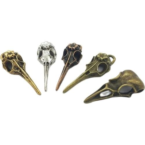 Antique Bronze Bird Skull Head Pendant Steam Punk Hanger For Bag Hat Shoe Clothes Leather Craft Decoration DIY Accessories