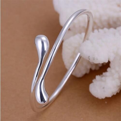 B005 Hot Sale Silver Plated Fine Jewelry,Wholesale Free Shipping Charms Fashion Bangles Round Heads Silvery Bracelets