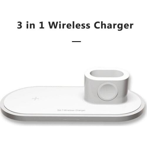 Wireless 3 in 1 Charger Pad For iPhone 8 XS X Huawei Samsung Airpods iWatch 2 3 10W 7.5W 5W Charging Mobile Phone Desktop Dock